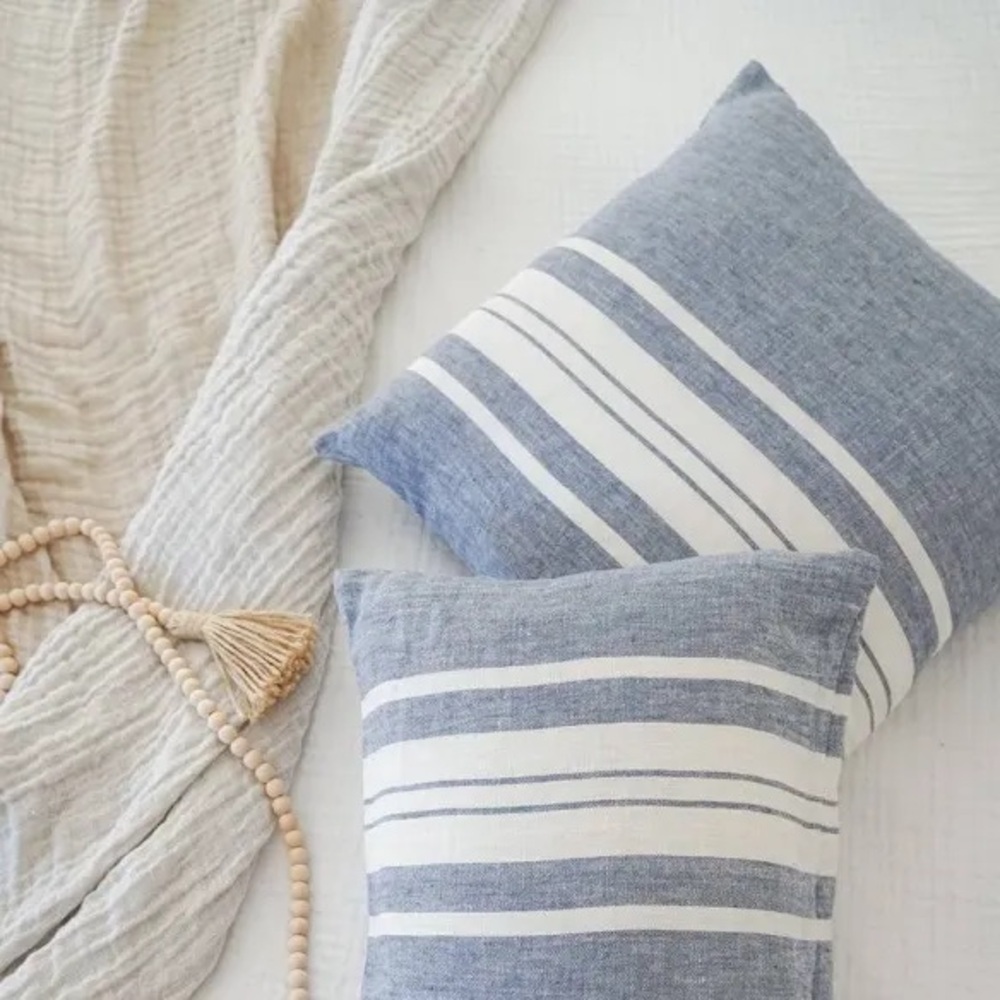 Blue and White Striped Throw Pillows